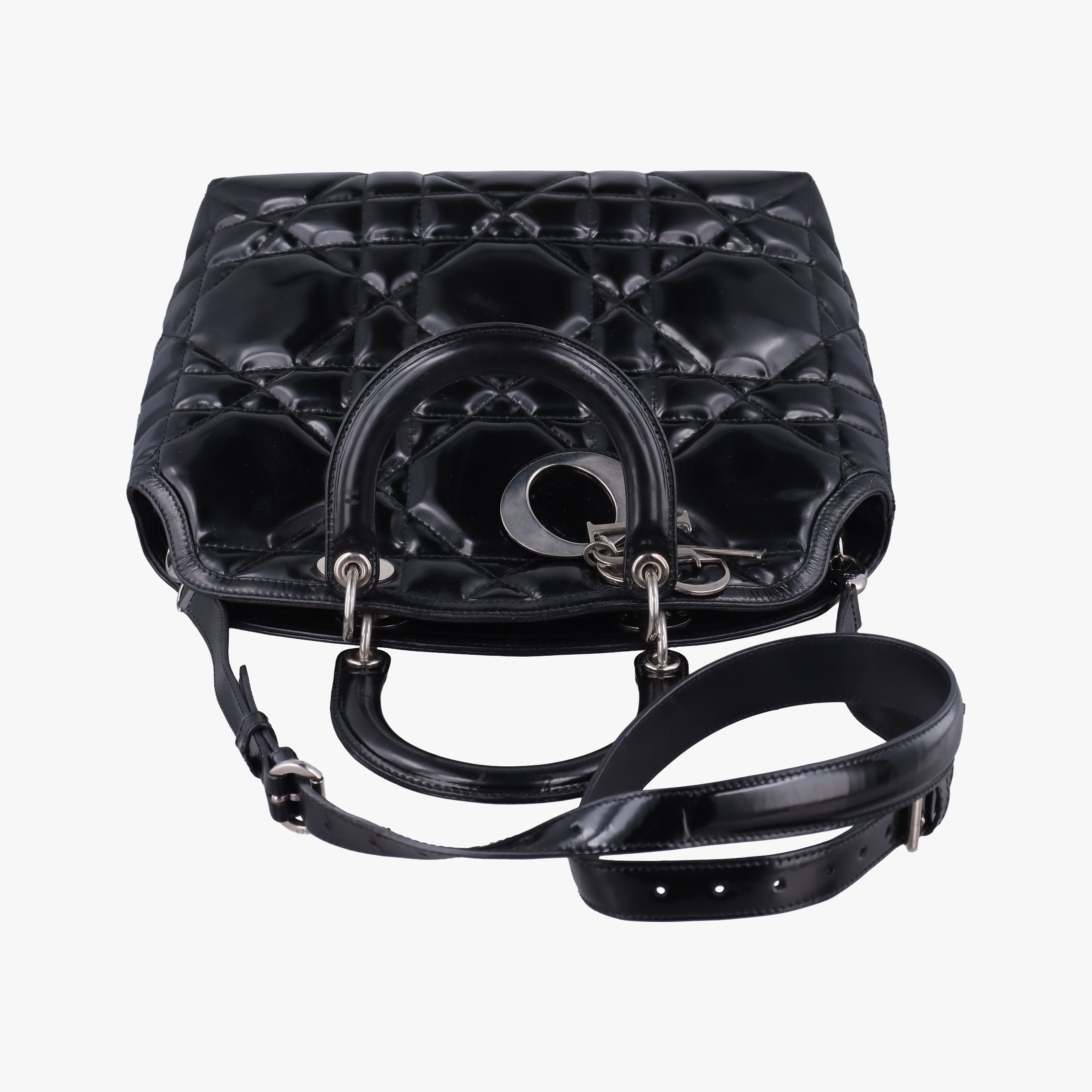 Pre-owned Christian Dior granville Black Enamel  shoulderbag | stylenewstar