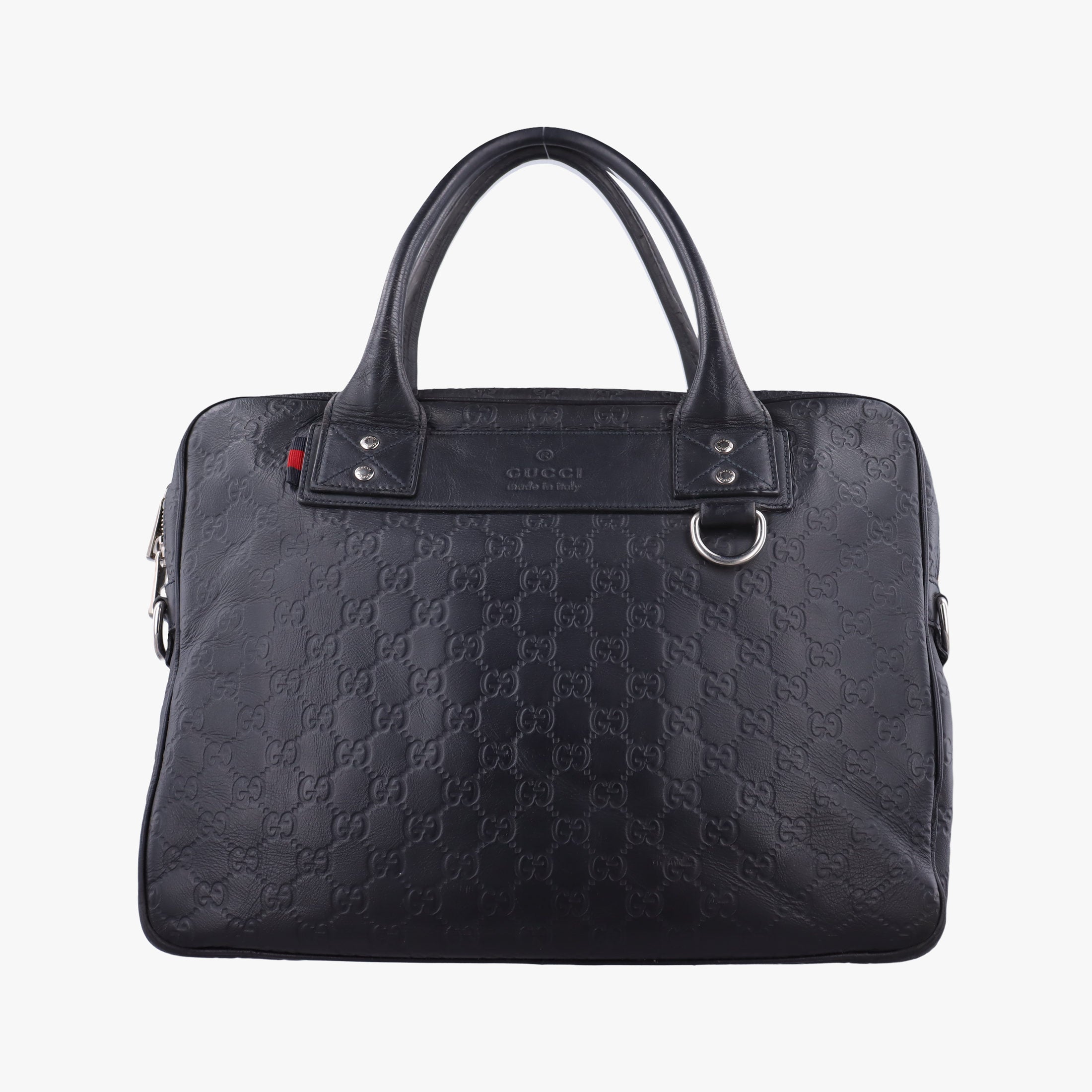 Pre-owned Gucci Guccissima Briefcase Business Black Leather 328937 handbag | stylenewstar