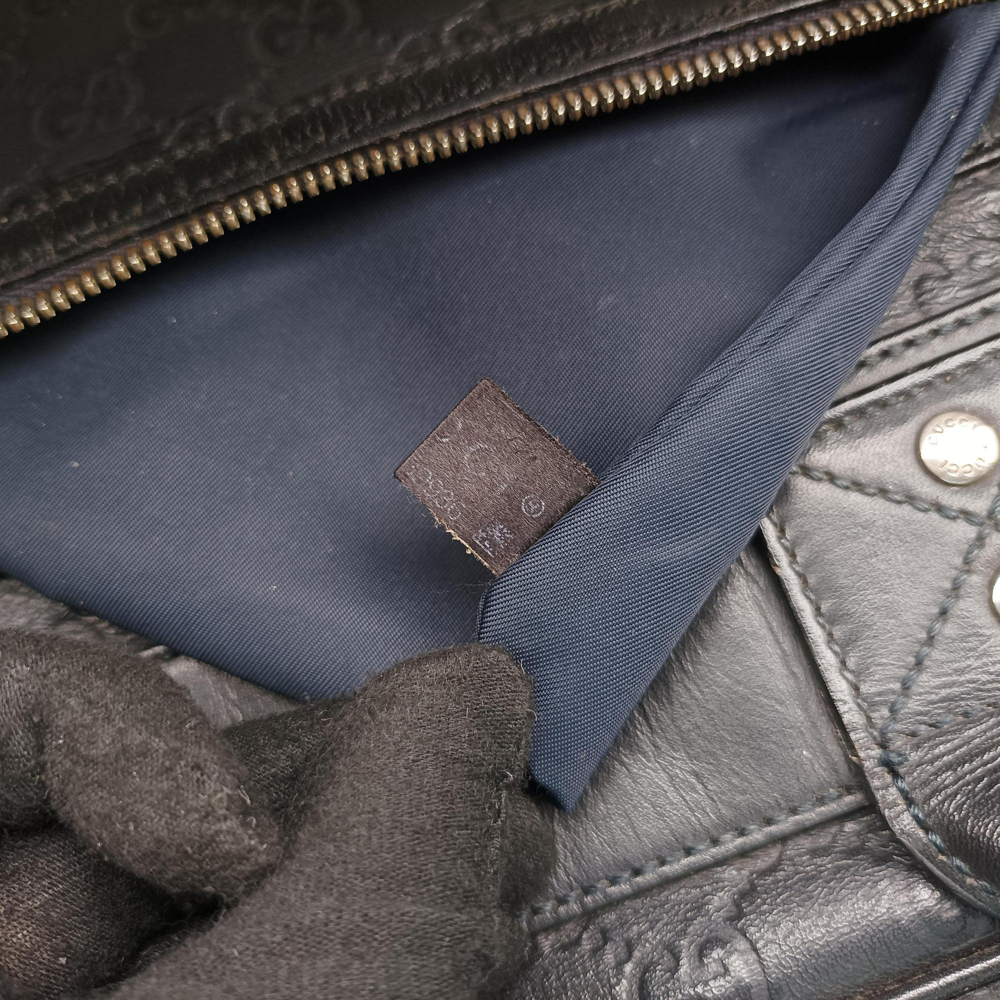 Pre-owned Gucci Guccissima Briefcase Business Black Leather 328937 handbag | stylenewstar