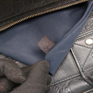 Pre-owned Gucci Guccissima Briefcase Business Black Leather 328937 handbag | stylenewstar