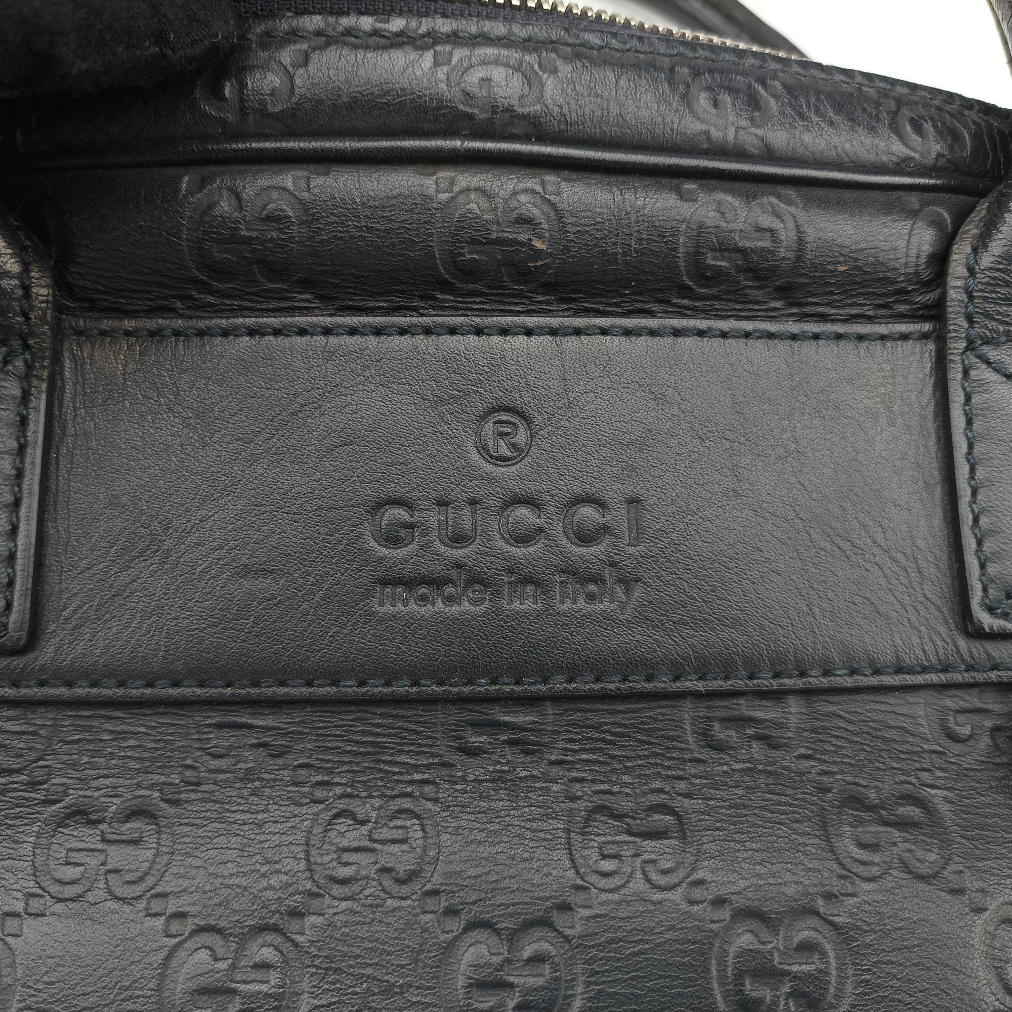 Pre-owned Gucci Guccissima Briefcase Business Black Leather 328937 handbag | stylenewstar