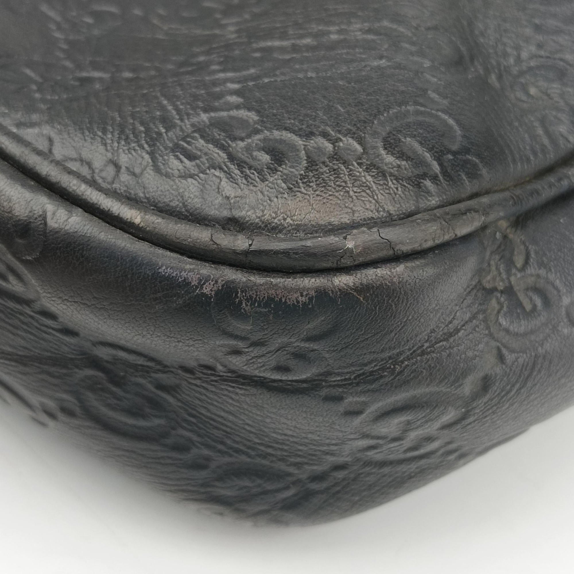 Pre-owned Gucci Guccissima Briefcase Business Black Leather 328937 handbag | stylenewstar