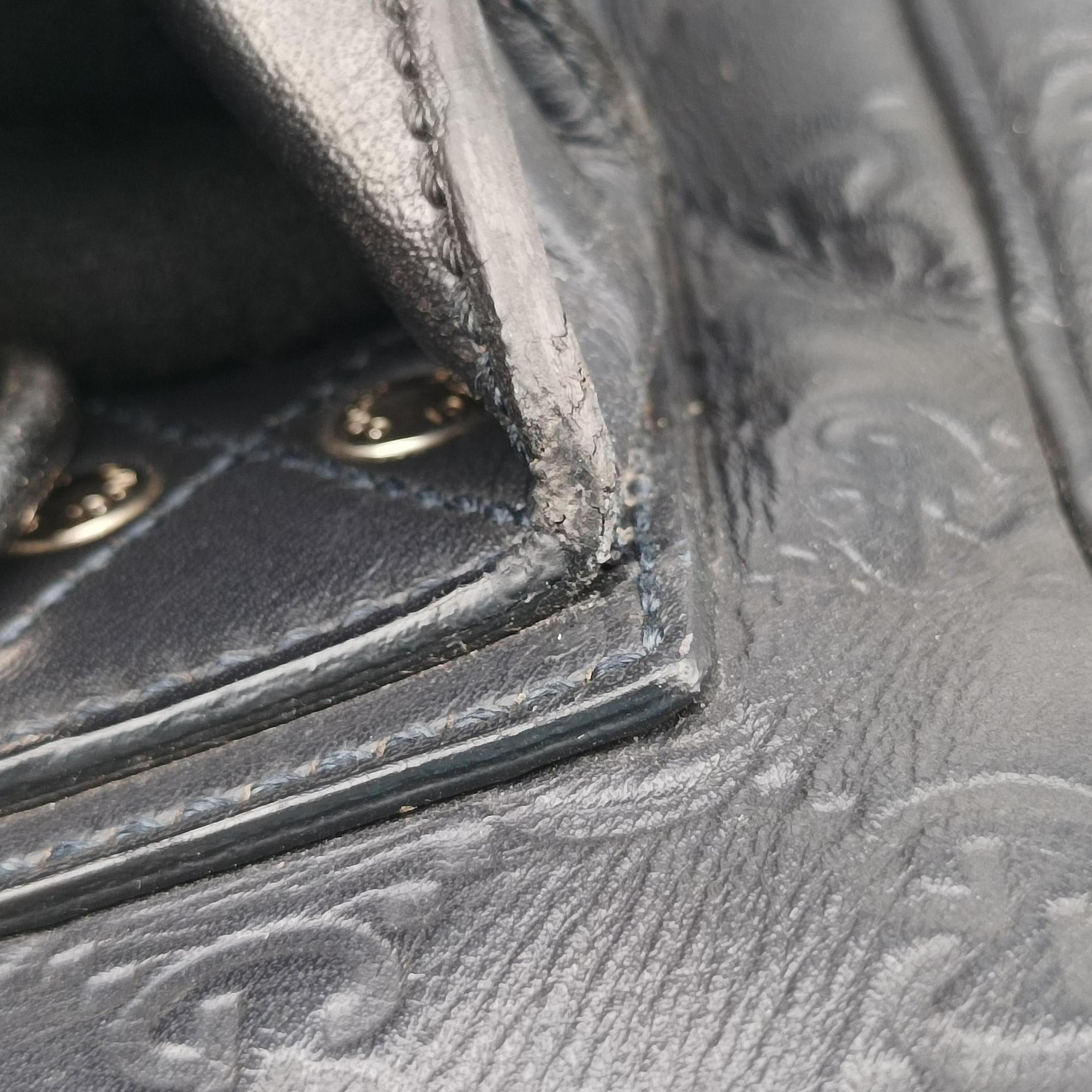 Pre-owned Gucci Guccissima Briefcase Business Black Leather 328937 handbag | stylenewstar