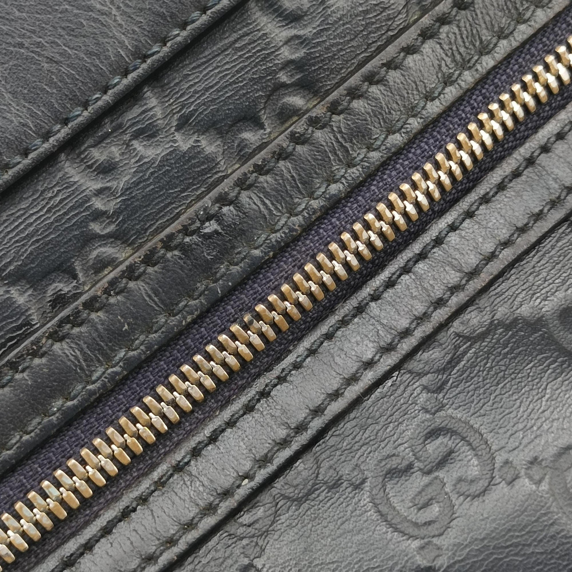 Pre-owned Gucci Guccissima Briefcase Business Black Leather 328937 handbag | stylenewstar