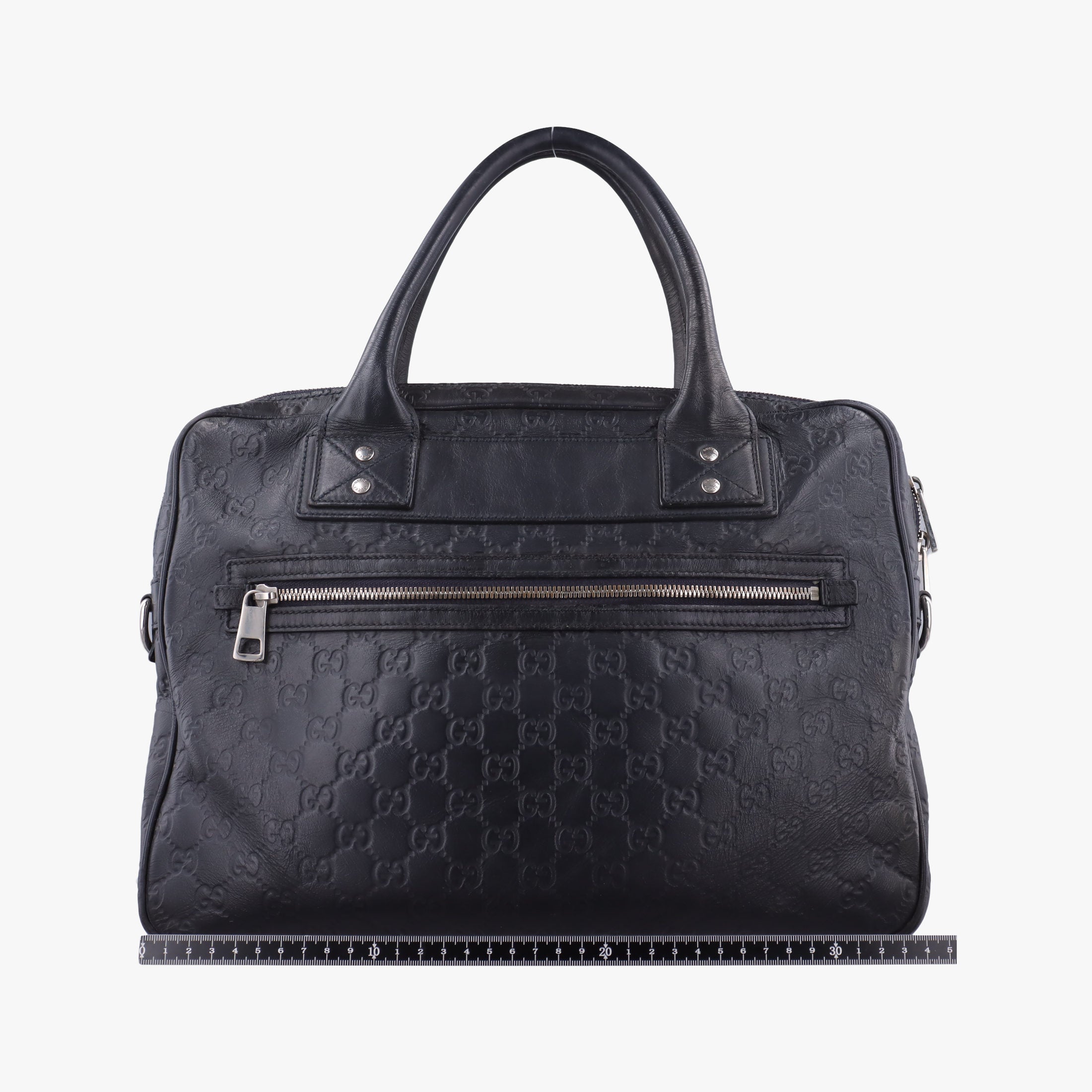 Pre-owned Gucci Guccissima Briefcase Business Black Leather 328937 handbag | stylenewstar