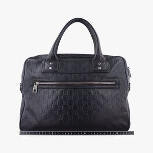 Pre-owned Gucci Guccissima Briefcase Business Black Leather 328937 handbag | stylenewstar
