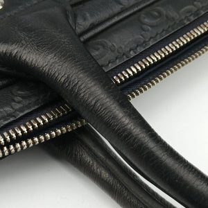Pre-owned Gucci Guccissima Briefcase Business Black Leather 328937 handbag | stylenewstar
