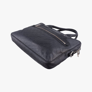 Pre-owned Gucci Guccissima Briefcase Business Black Leather 328937 handbag | stylenewstar