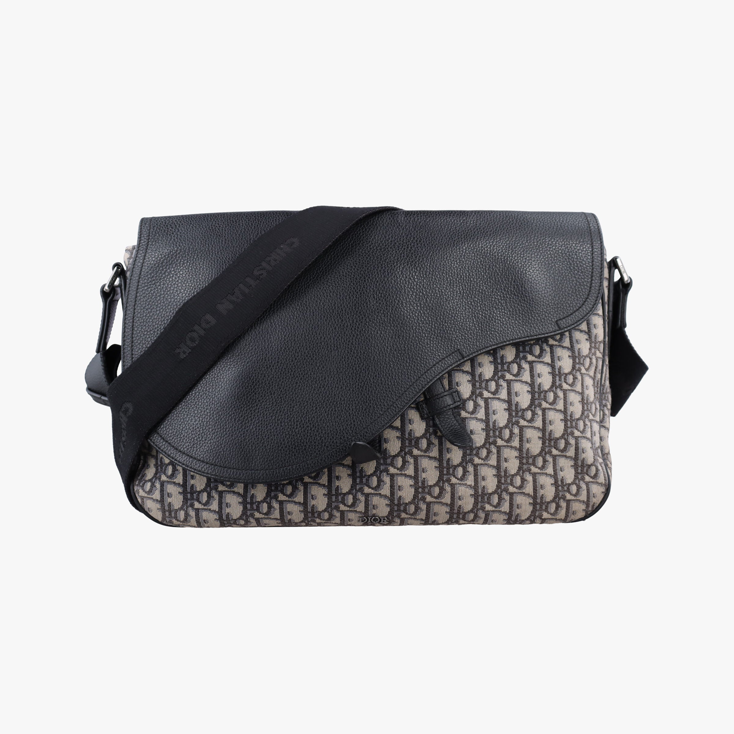 Pre-owned Christian Dior Oblique Saddle Navy×Black Jacquard×Leather  shoulderbag | stylenewstar