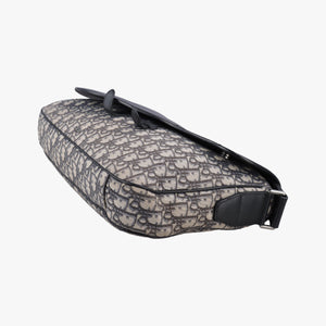 Pre-owned Christian Dior Oblique Saddle Navy×Black Jacquard×Leather  shoulderbag | stylenewstar