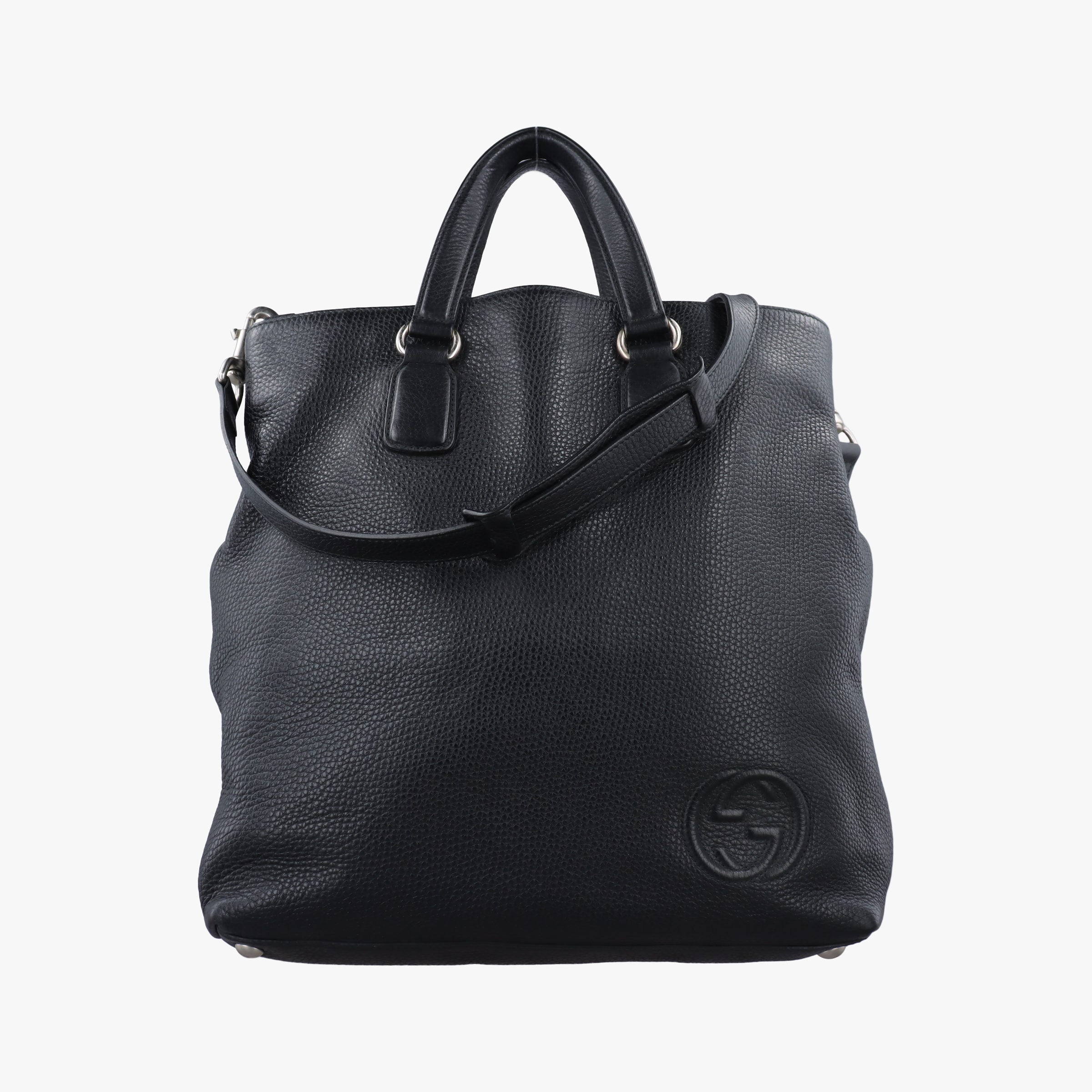Pre-owned Gucci Interlocking G Logo Soho Tote Black Leather 368602 shoulderbag | stylenewstar