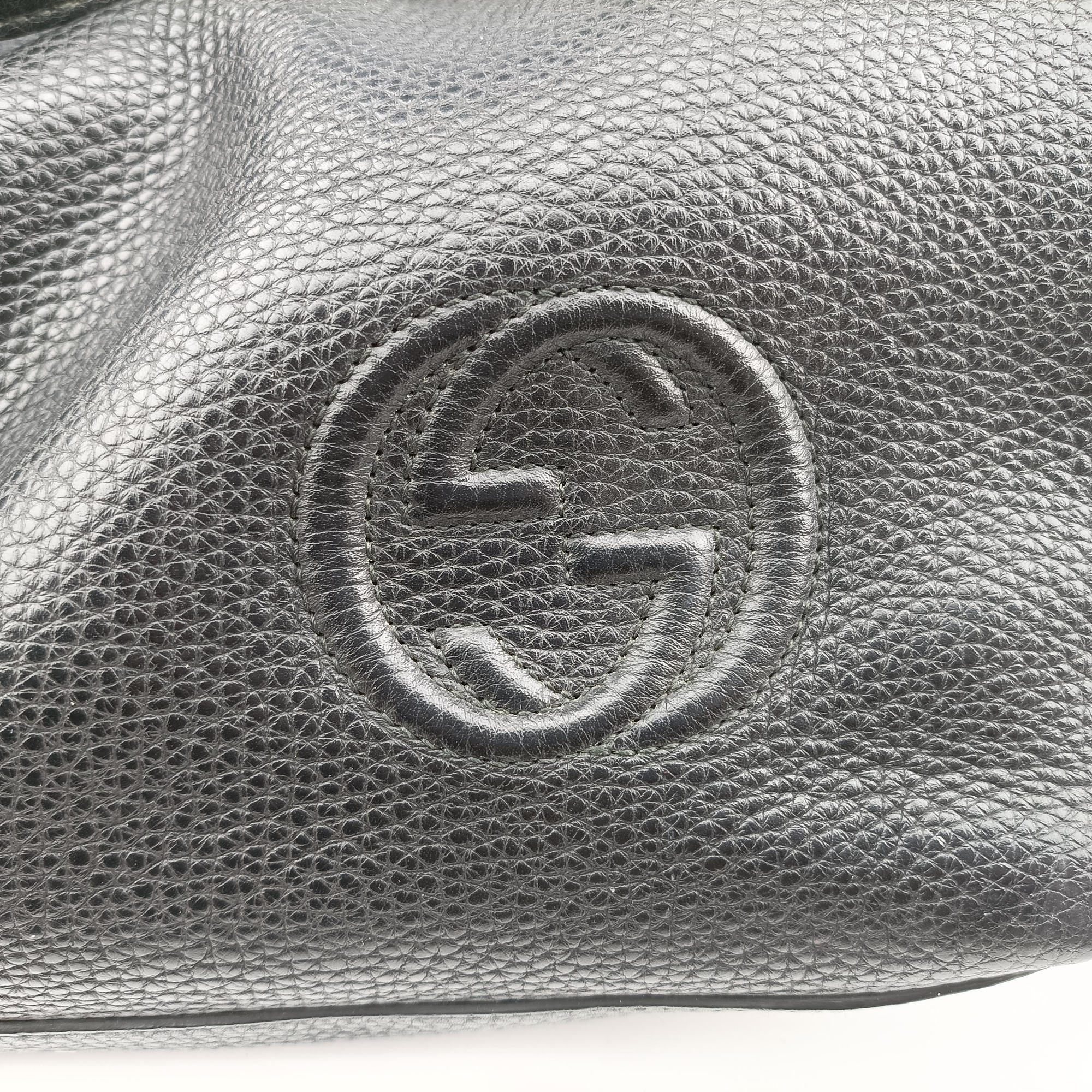 Pre-owned Gucci Interlocking G Logo Soho Tote Black Leather 368602 shoulderbag | stylenewstar
