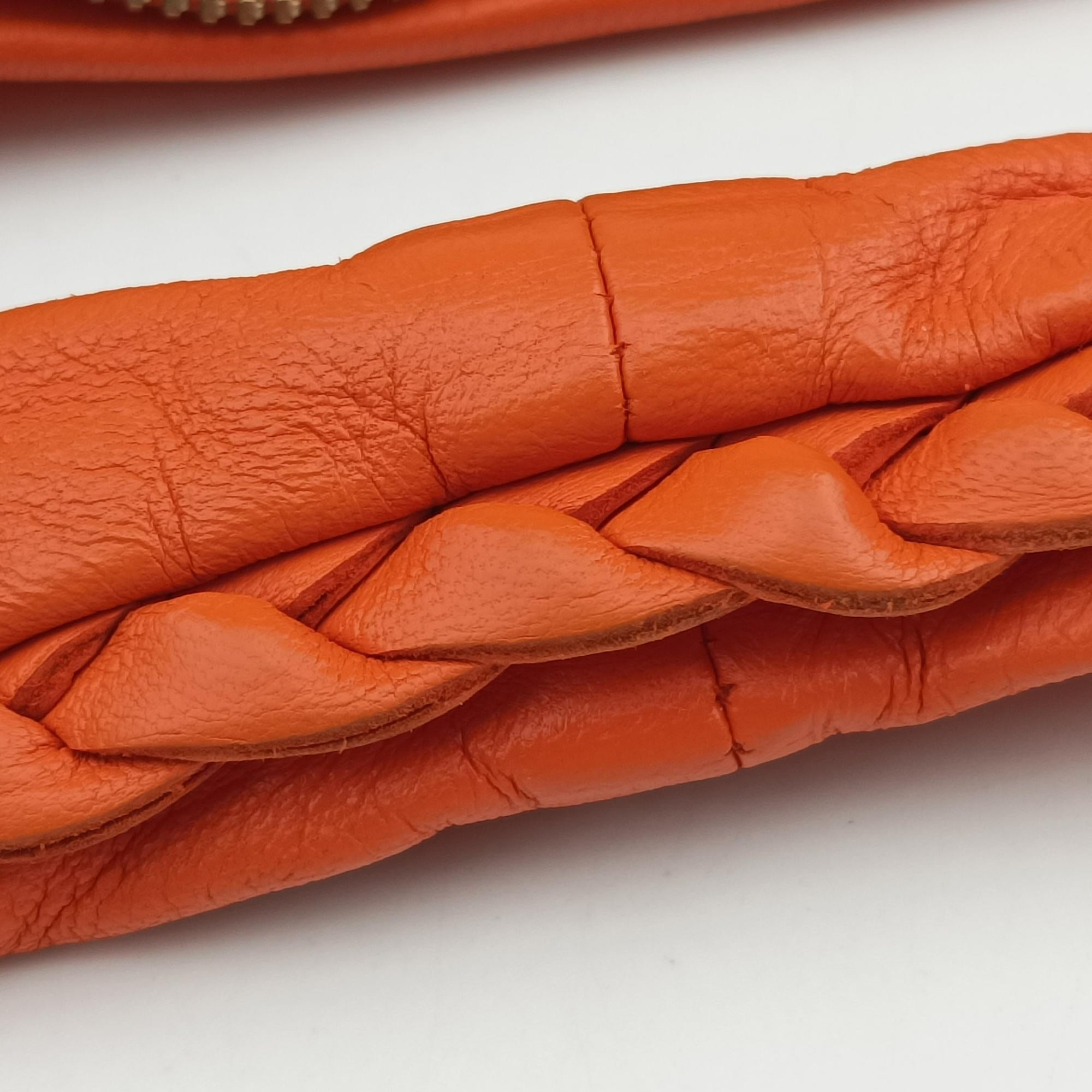 Pre-owned Bottega Veneta Intrecciato Orange lambskin  shoulderbag | stylenewstar