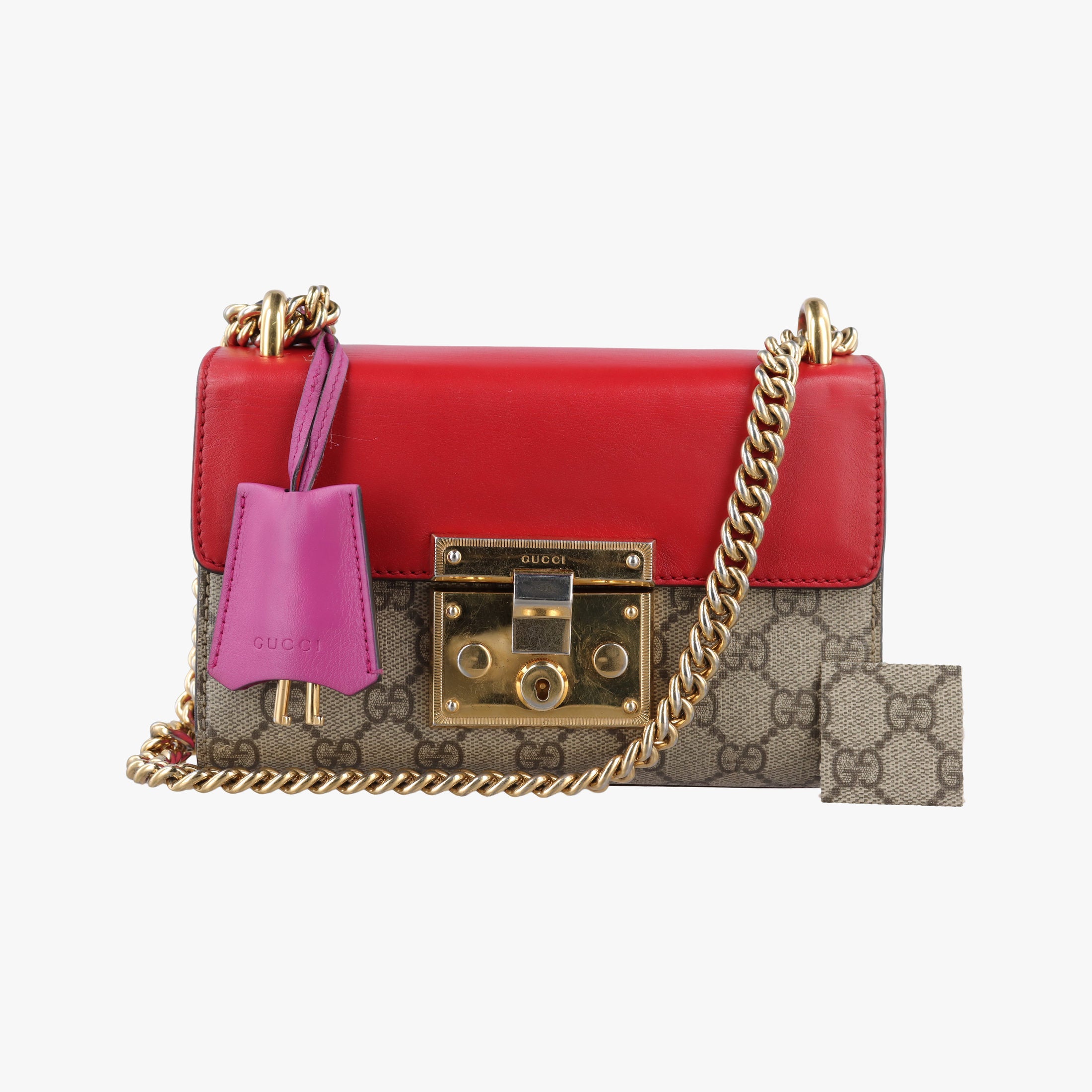 Vintage Gucci Padlock beige×red×pink PVC coated canvas×Leather 409487 shoulderbag | stylenewstar