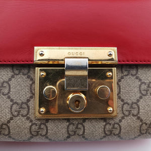 Vintage Gucci Padlock beige×red×pink PVC coated canvas×Leather 409487 shoulderbag | stylenewstar
