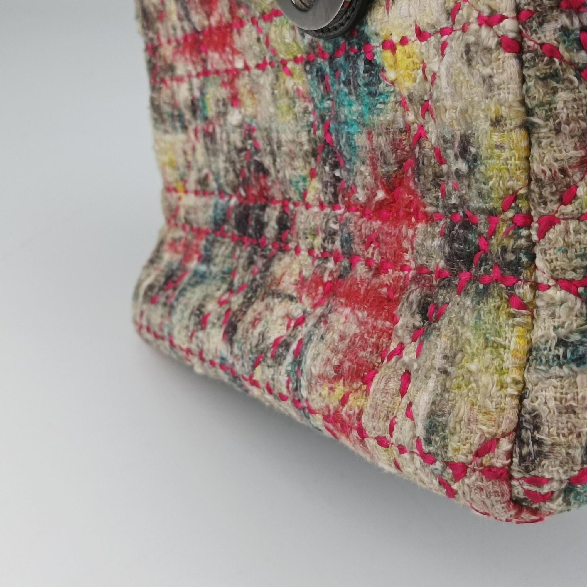 Pre-owned Christian Dior Lady Dior Multicolor Tweed Wool × Metallic Leather  shoulderbag | stylenewstar