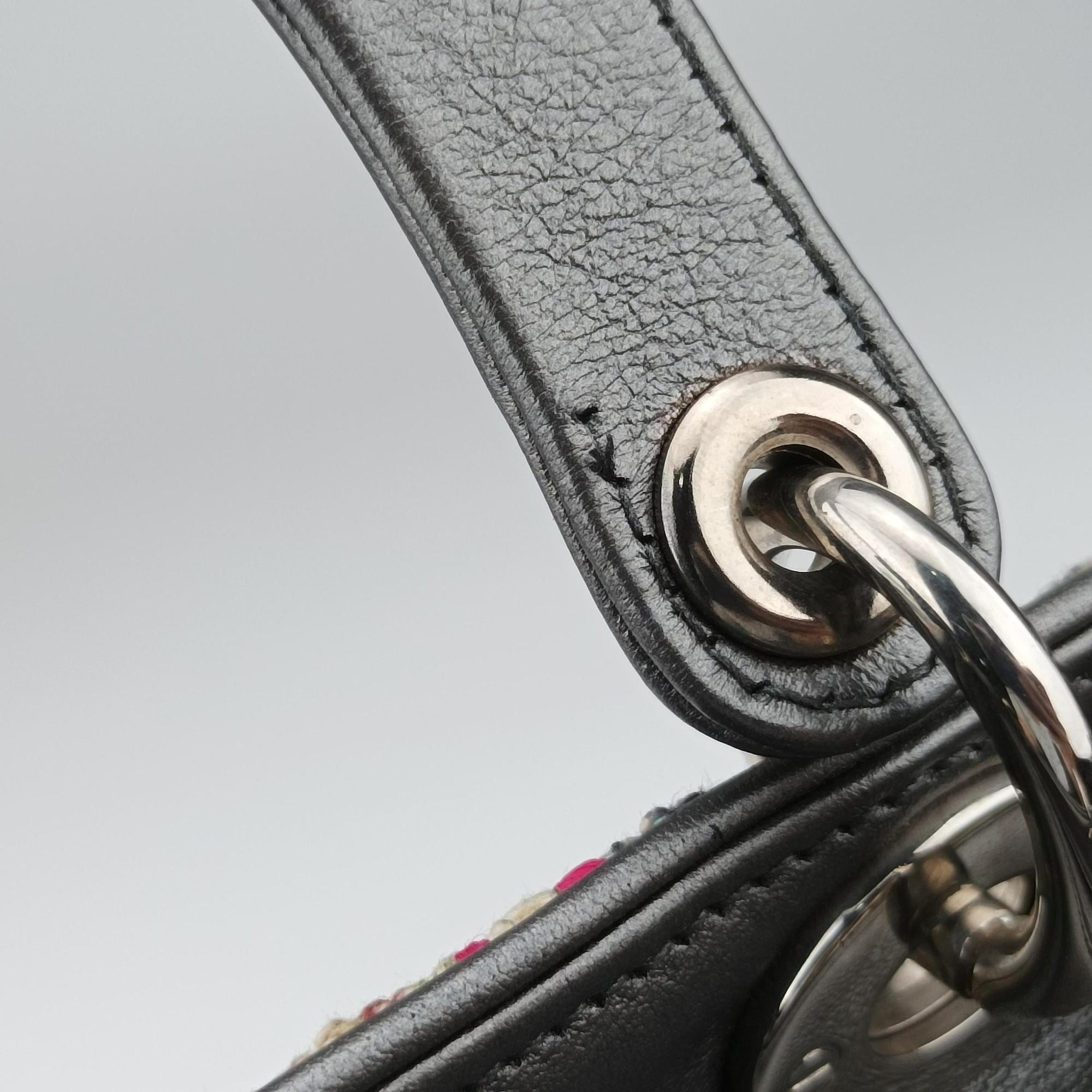 Pre-owned Christian Dior Lady Dior Multicolor Tweed Wool × Metallic Leather  shoulderbag | stylenewstar
