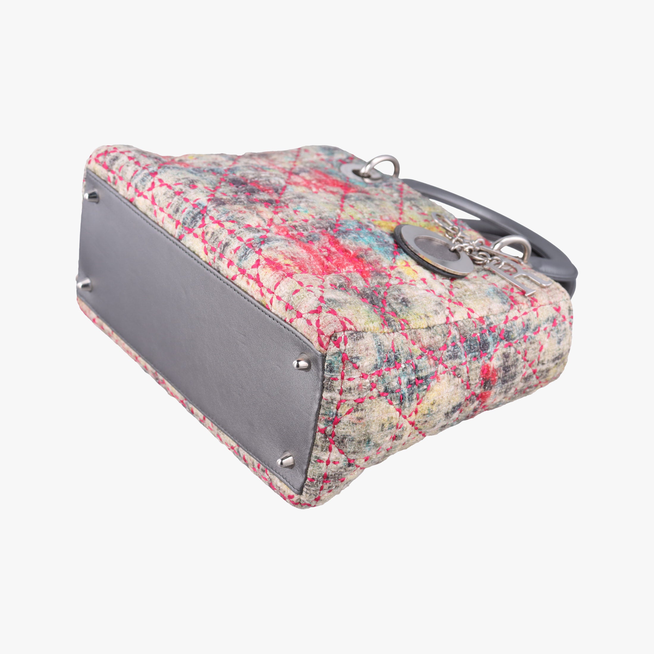 Pre-owned Christian Dior Lady Dior Multicolor Tweed Wool × Metallic Leather  shoulderbag | stylenewstar