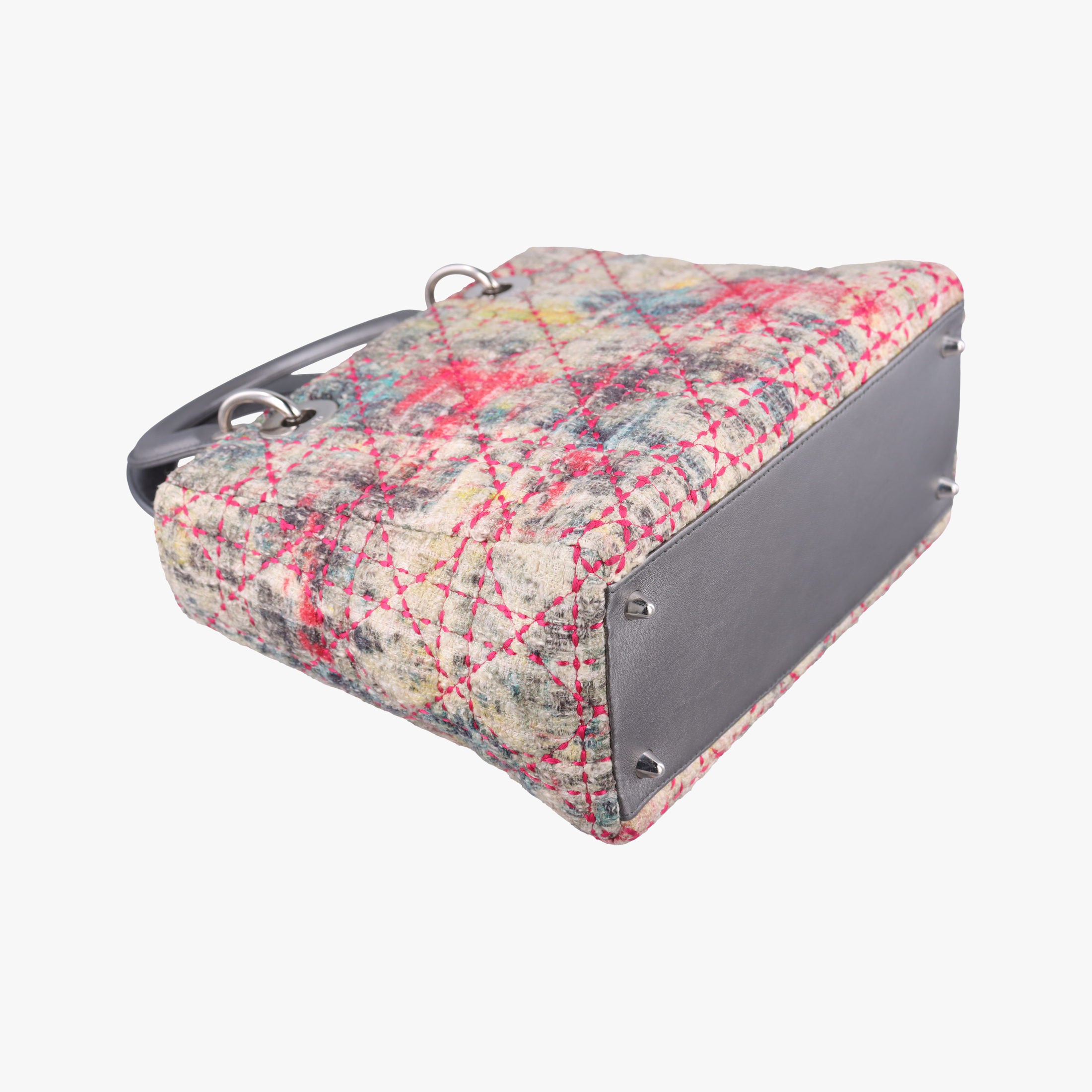 Pre-owned Christian Dior Lady Dior Multicolor Tweed Wool × Metallic Leather  shoulderbag | stylenewstar