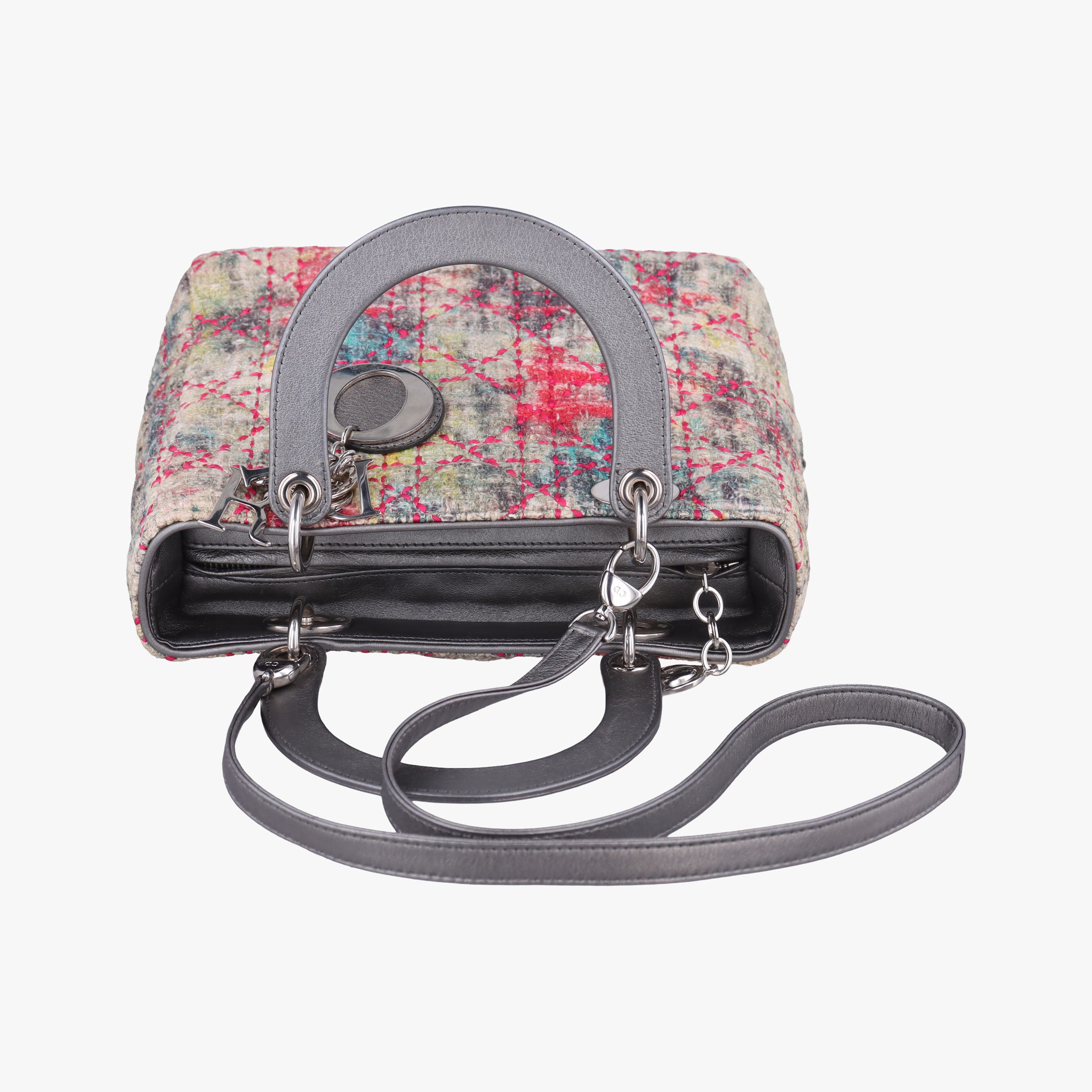Pre-owned Christian Dior Lady Dior Multicolor Tweed Wool × Metallic Leather  shoulderbag | stylenewstar