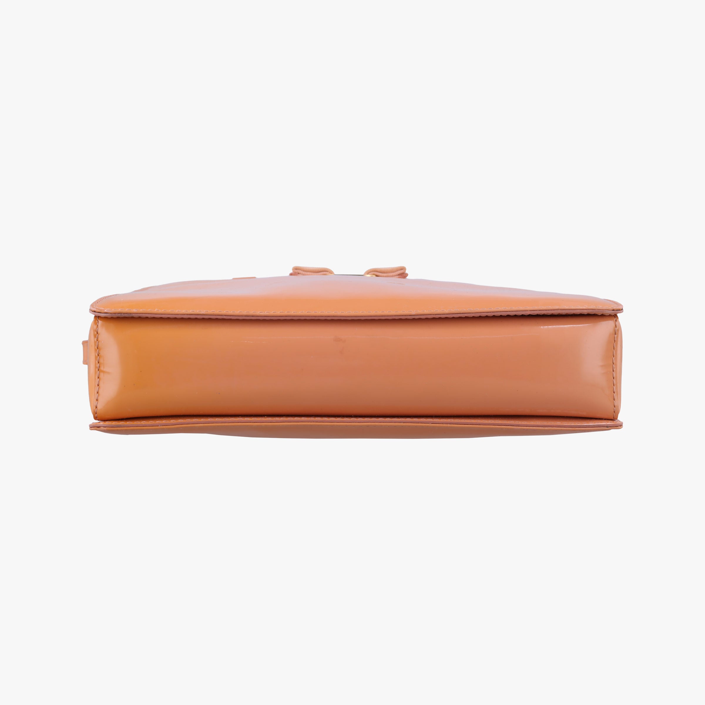 Pre-owned Ferragamo Vara Bow Caramel Patent  shoulderbag | stylenewstar
