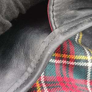Pre-owned Christian Louboutin Syd Spiked Red Tartan × Black Canvas/Velvet × Calfskin  backpack/rucksack | stylenewstar