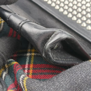 Pre-owned Christian Louboutin Syd Spiked Red Tartan × Black Canvas/Velvet × Calfskin  backpack/rucksack | stylenewstar