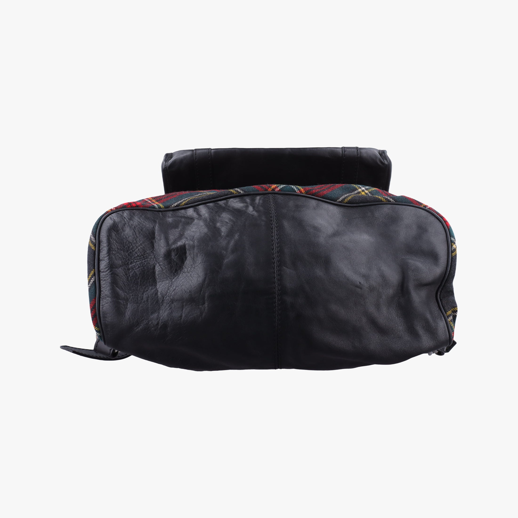 Pre-owned Christian Louboutin Syd Spiked Red Tartan × Black Canvas/Velvet × Calfskin  backpack/rucksack | stylenewstar