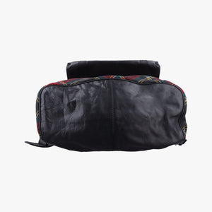 Pre-owned Christian Louboutin Syd Spiked Red Tartan × Black Canvas/Velvet × Calfskin  backpack/rucksack | stylenewstar