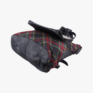 Pre-owned Christian Louboutin Syd Spiked Red Tartan × Black Canvas/Velvet × Calfskin  backpack/rucksack | stylenewstar