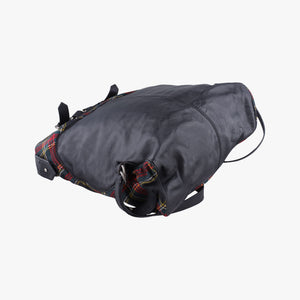 Pre-owned Christian Louboutin Syd Spiked Red Tartan × Black Canvas/Velvet × Calfskin  backpack/rucksack | stylenewstar