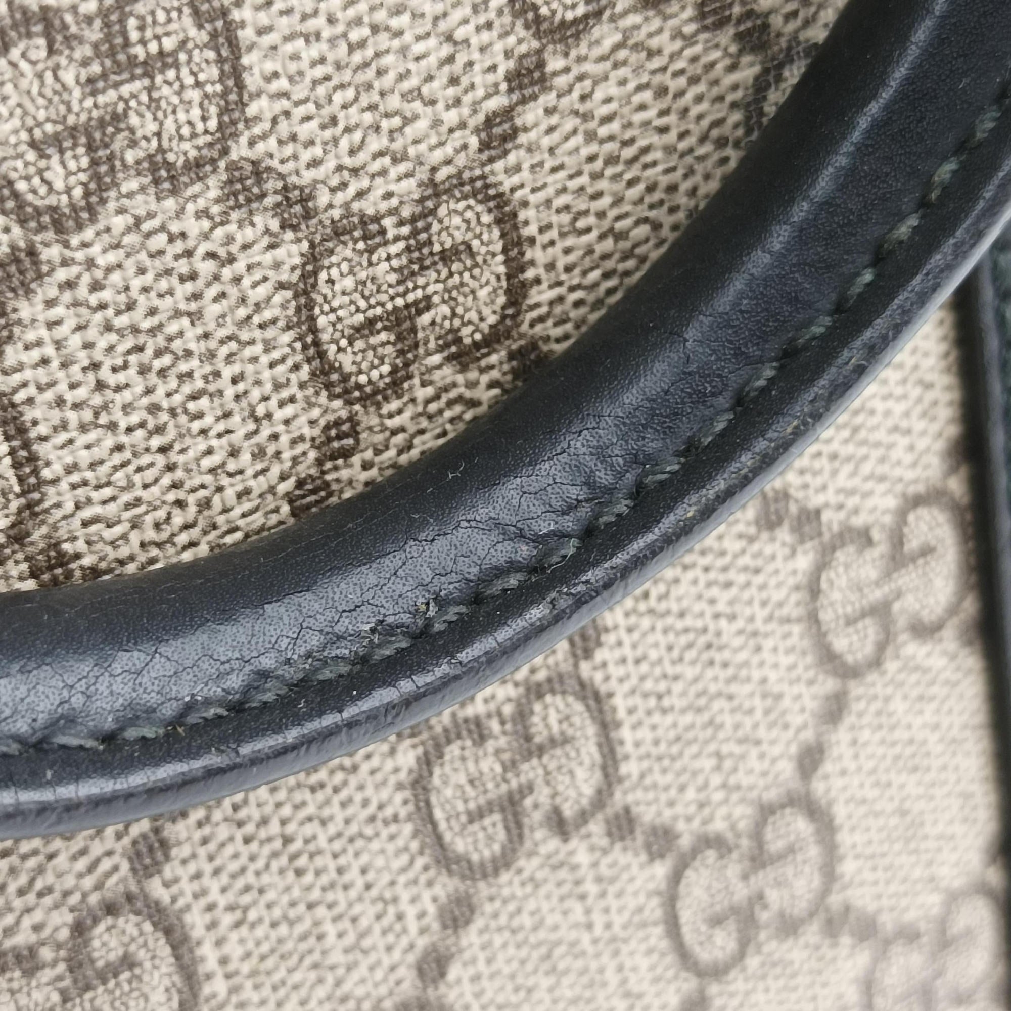 Secondhand Gucci GG Supreme Brown×Black PVC coated canvas×Leather 450944 handbag | stylenewstar