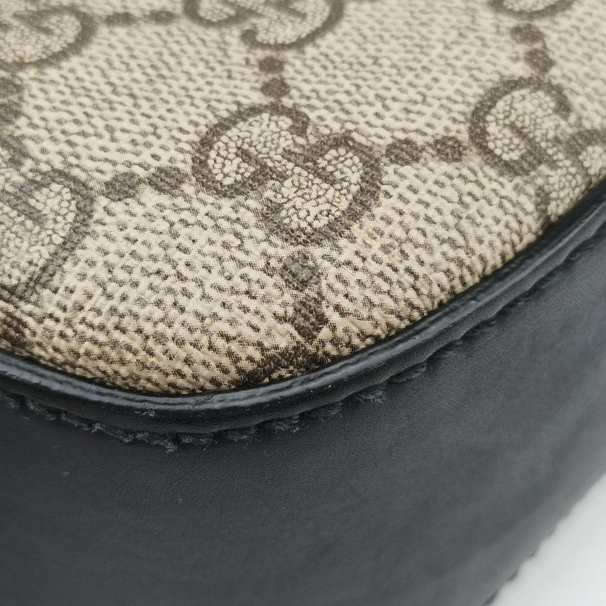 Secondhand Gucci GG Supreme Brown×Black PVC coated canvas×Leather 450944 handbag | stylenewstar