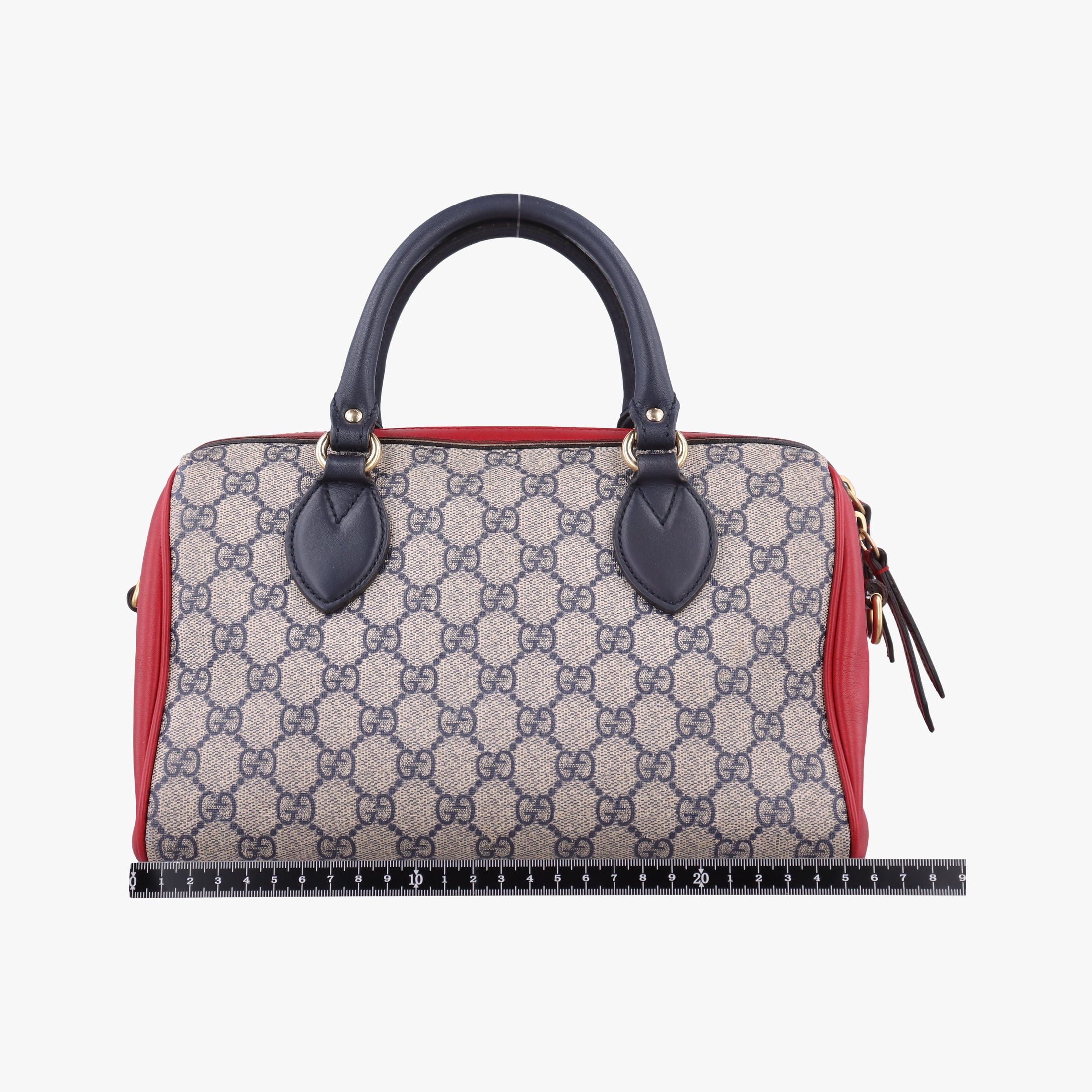 Vintage Gucci GG SUPREME Beige x Red x Navy PVC coated canvasxLeather 409529 shoulderbag | stylenewstar