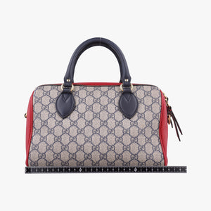 Vintage Gucci GG SUPREME Beige x Red x Navy PVC coated canvasxLeather 409529 shoulderbag | stylenewstar
