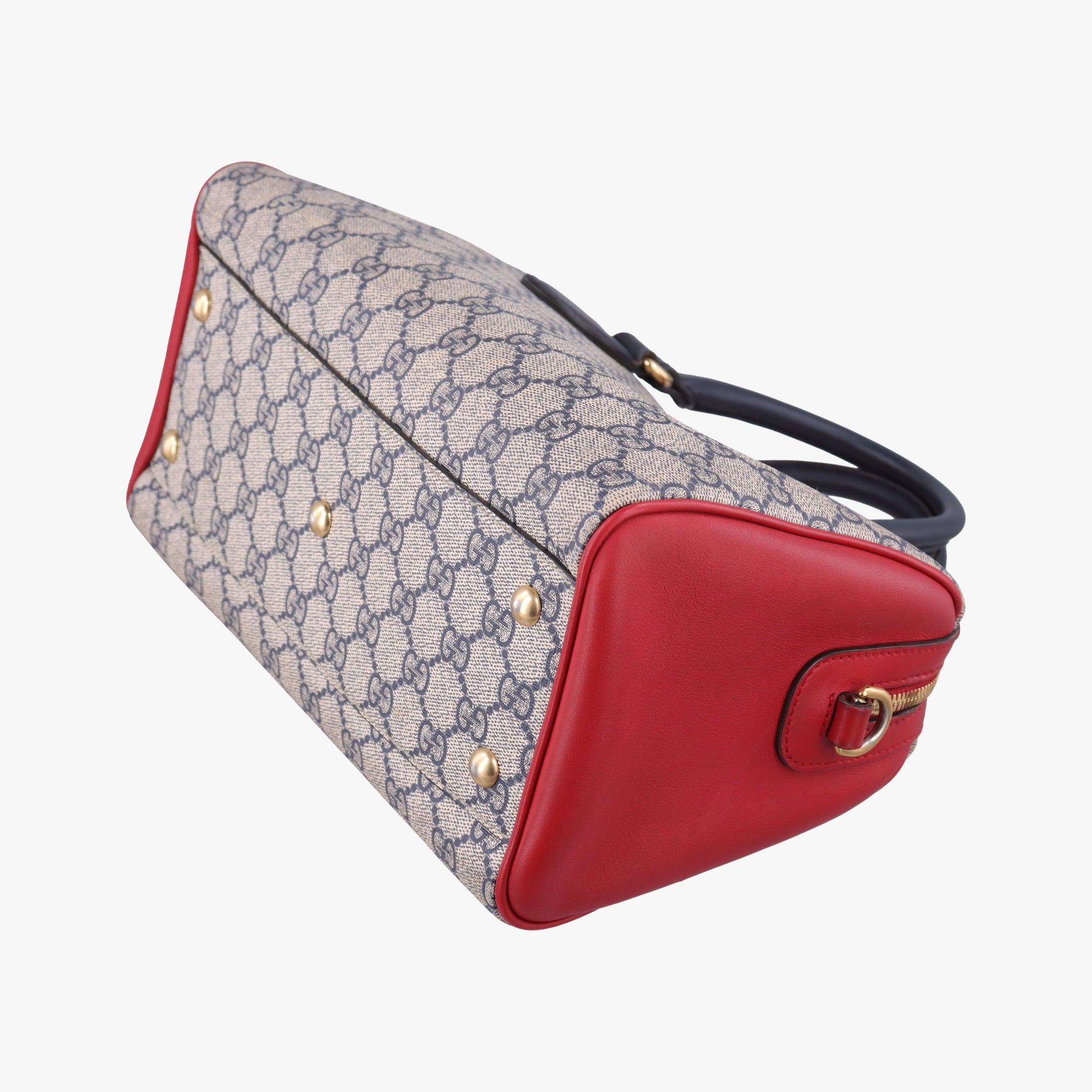 Vintage Gucci GG SUPREME Beige x Red x Navy PVC coated canvasxLeather 409529 shoulderbag | stylenewstar