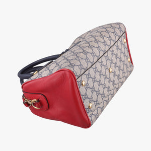 Vintage Gucci GG SUPREME Beige x Red x Navy PVC coated canvasxLeather 409529 shoulderbag | stylenewstar