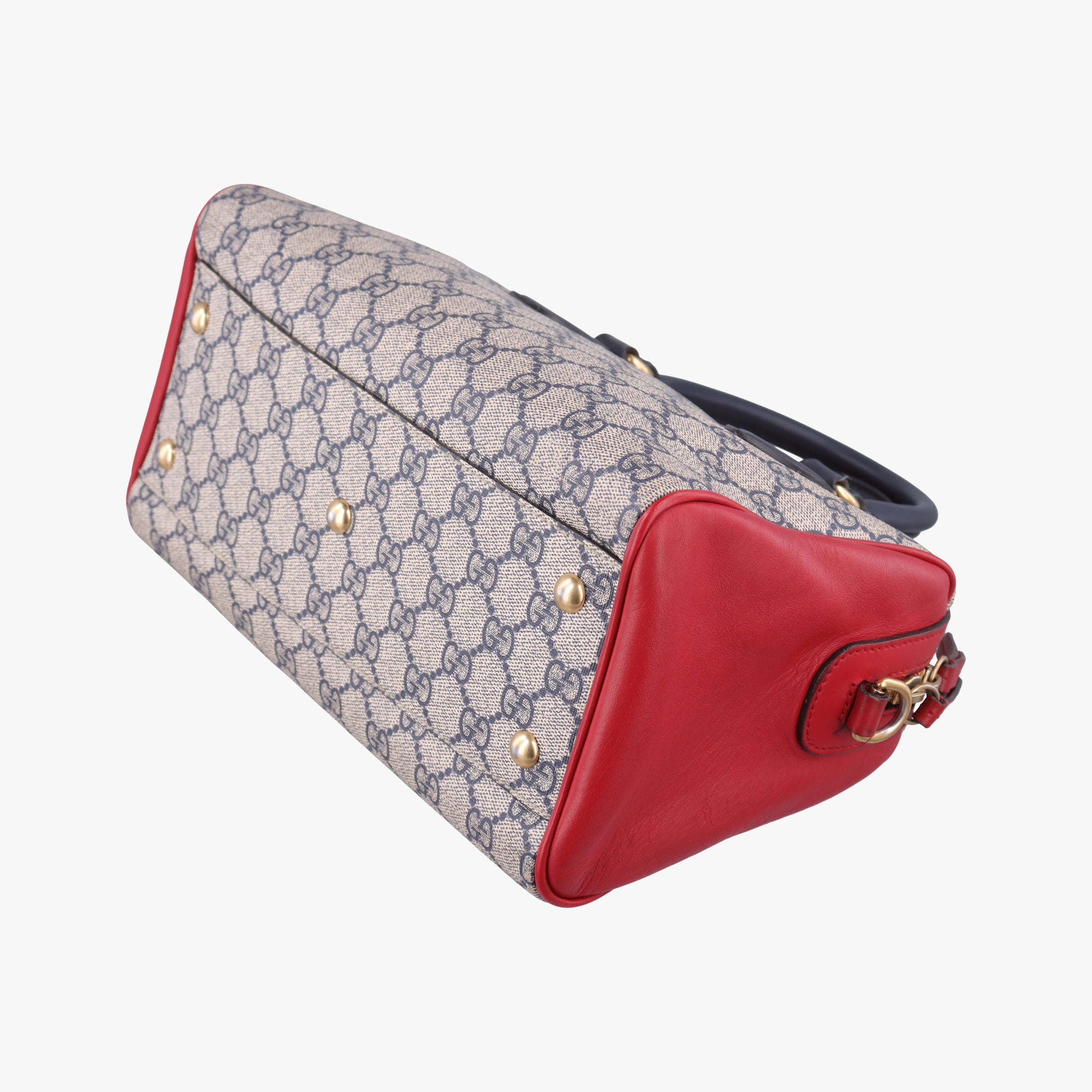Vintage Gucci GG SUPREME Beige x Red x Navy PVC coated canvasxLeather 409529 shoulderbag | stylenewstar