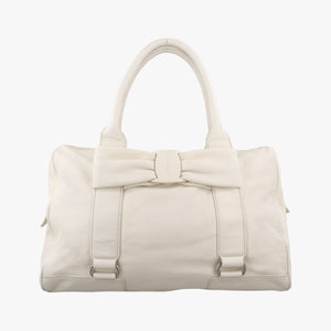 Pre-owned Ferragamo Vara Bow White Leather  handbag | stylenewstar