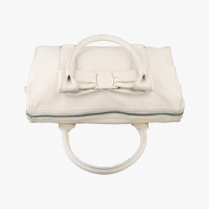 Pre-owned Ferragamo Vara Bow White Leather  handbag | stylenewstar