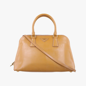 Pre-owned Prada Pyramid Camel Patent BL0808 shoulderbag | stylenewstar