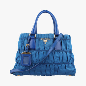 Pre-owned Prada Tessuto Gaufre Blue nylon BN2393 shoulderbag | stylenewstar