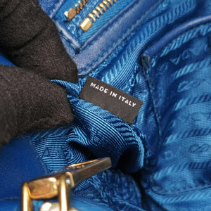 Pre-owned Prada Tessuto Gaufre Blue nylon BN2393 shoulderbag | stylenewstar