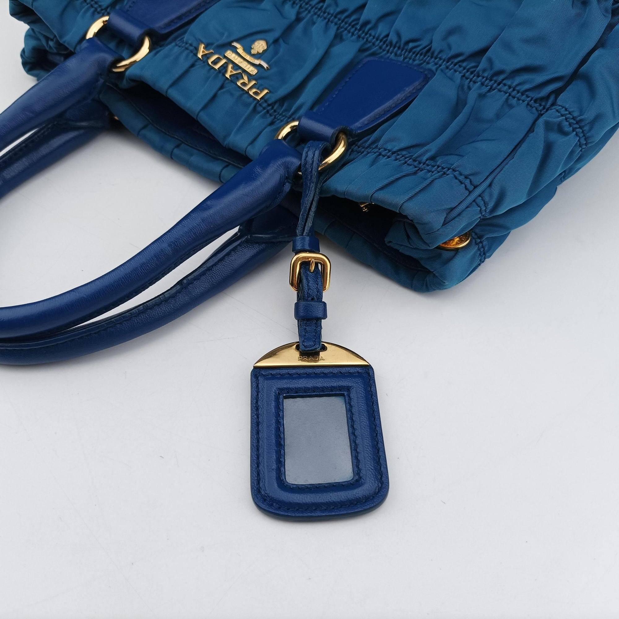 Pre-owned Prada Tessuto Gaufre Blue nylon BN2393 shoulderbag | stylenewstar