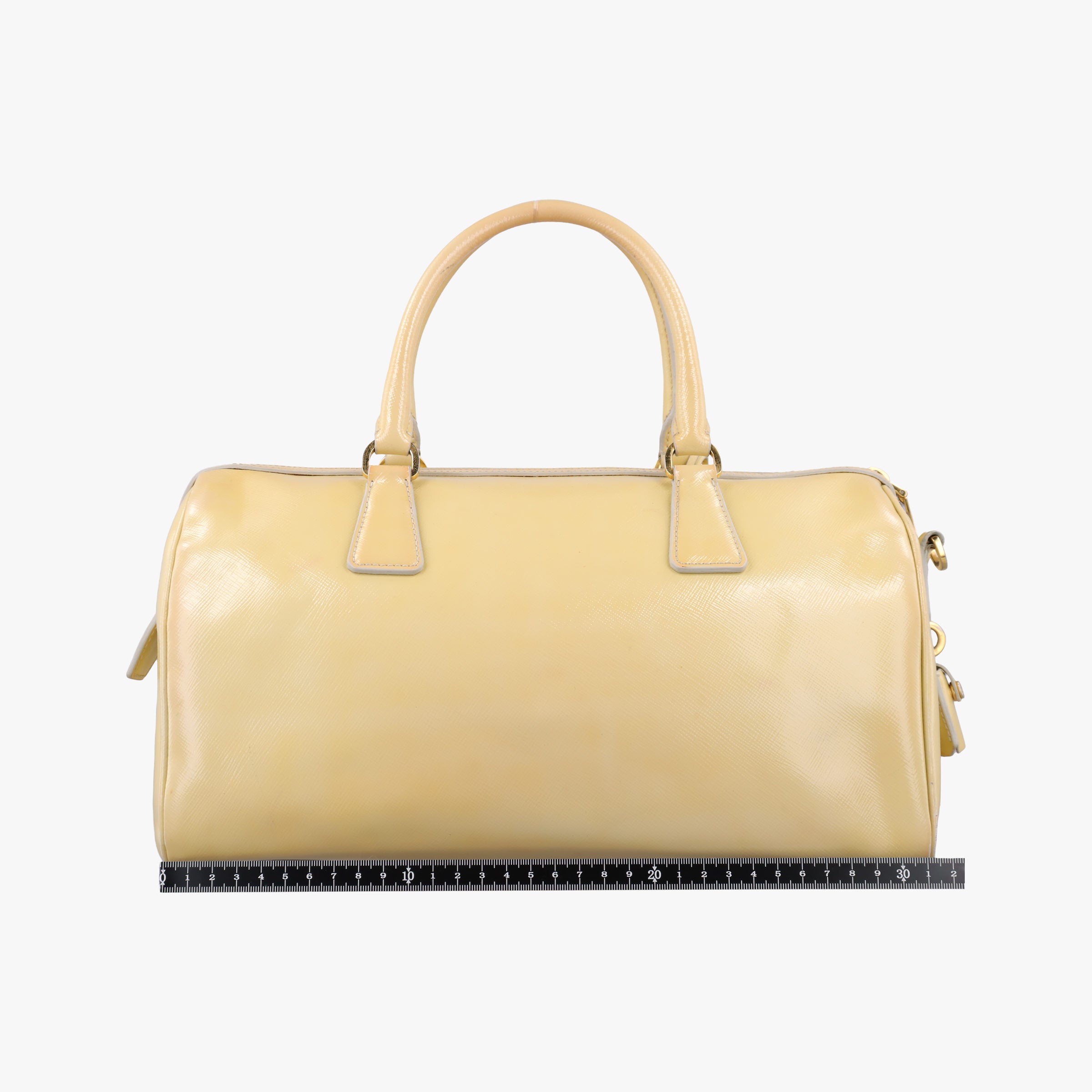 Secondhand Prada Boston Soleil Yellow Saffiano patent BL0831 shoulderbag | stylenewstar