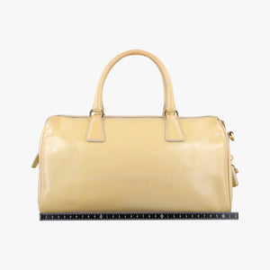 Secondhand Prada Boston Soleil Yellow Saffiano patent BL0831 shoulderbag | stylenewstar