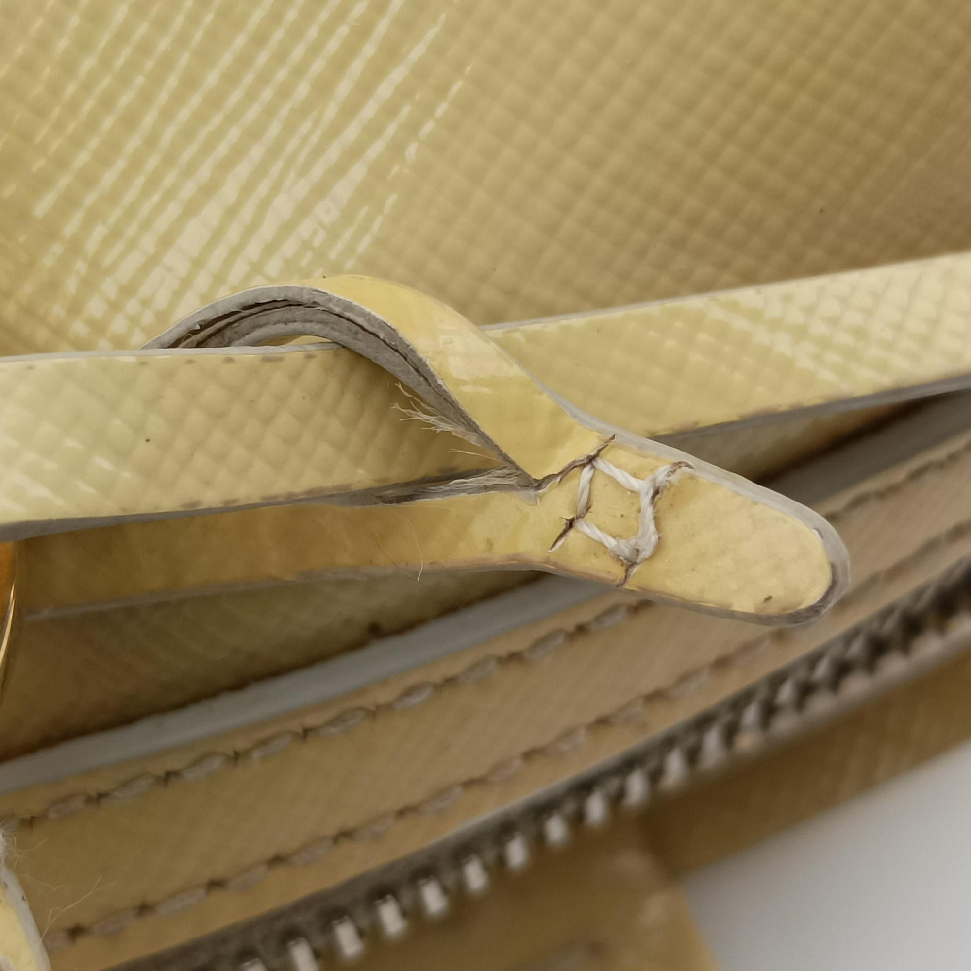 Secondhand Prada Boston Soleil Yellow Saffiano patent BL0831 shoulderbag | stylenewstar