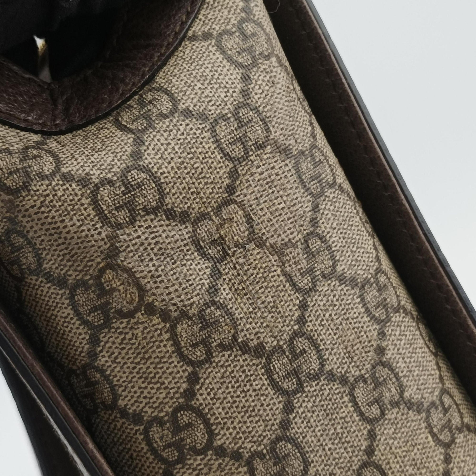 Pre-owned Gucci Ophidia brown×red×green PVC coated canvas×Leather 547551 handbag | stylenewstar