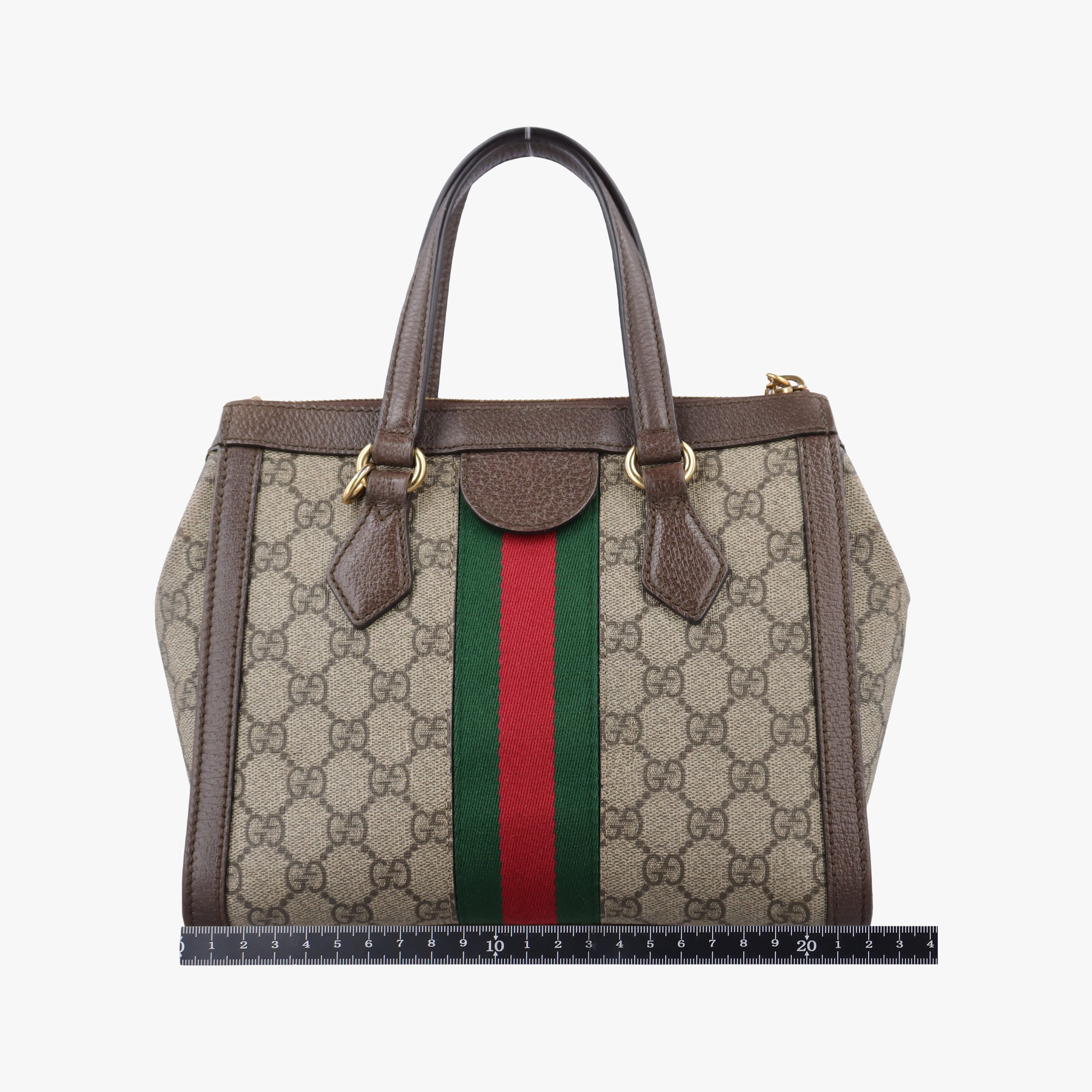 Pre-owned Gucci Ophidia brown×red×green PVC coated canvas×Leather 547551 handbag | stylenewstar