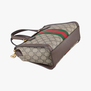 Pre-owned Gucci Ophidia brown×red×green PVC coated canvas×Leather 547551 handbag | stylenewstar